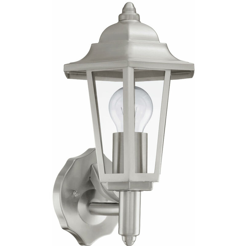 Image of Lampada da esterno lanterna applique da parete lampada da parete balcone giardino acciaio inox, plastica trasparente, 1x E27 1x 9 watt 806 lm, LxAxP