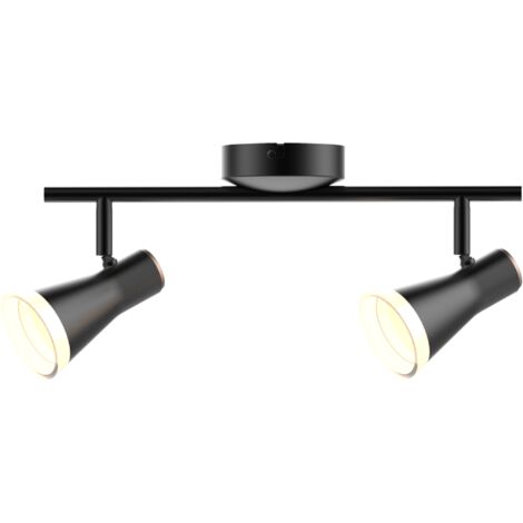 Lampada parete/soffitto LED 2 luci nera 3000K Polux