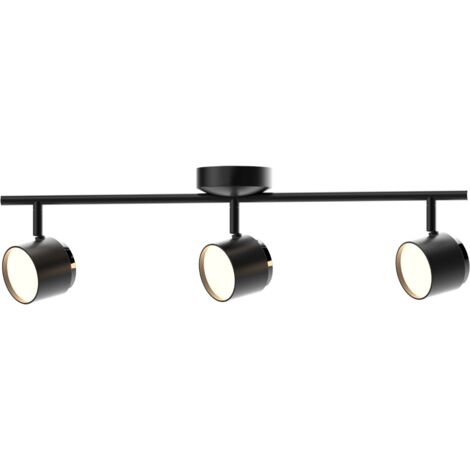 Lampada parete/soffitto LED 3 luci nera 3000K Polux