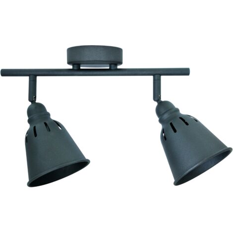 Lampada parete/soffitto orientabile 2 luci nera E14 Polux