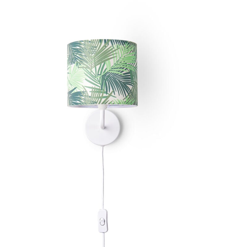 Image of Paco Home - Lampada Da Parete Spina Interruttore ∅18cm Natura Floreale Palme Cavo 3m E14