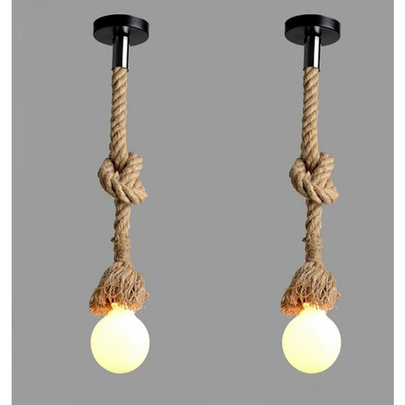 Maka - Lampada pendente in corda di canapa stile