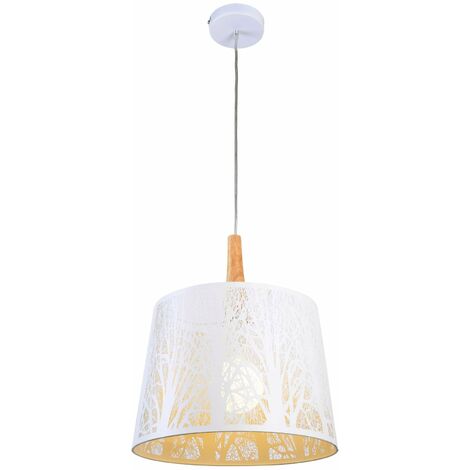 Lampada pendente Modern in Metallo e Legno Lantern Bianco
