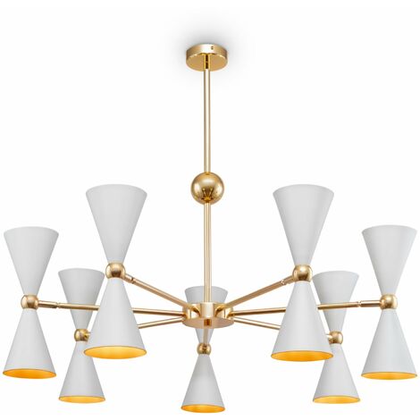 Lampada pendente Modern in Metallo Vesper Bianco con Oro