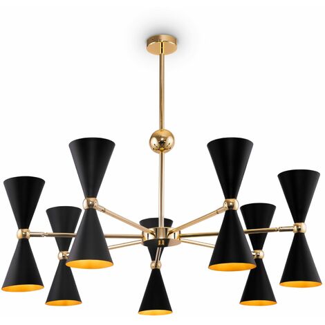 Lampada pendente Modern in Metallo Vesper Nero con Oro