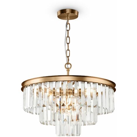 Lampada pendente Neoclassic in Metallo e Vetro Revero Ottone