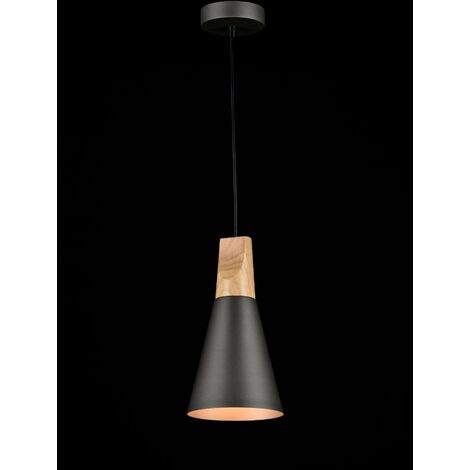 Lampada pendente Pendant in Metallo e Legno Bicones Grigio