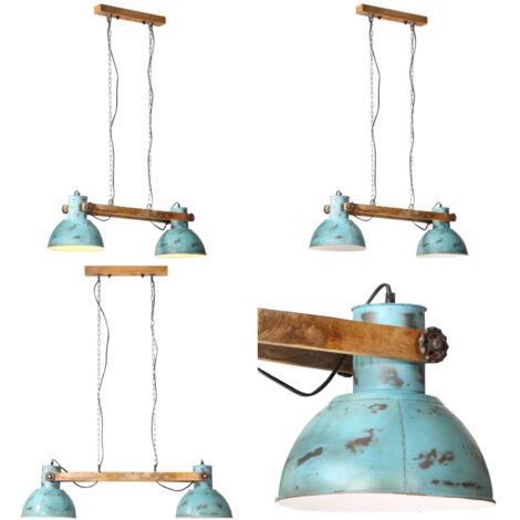 Lampada Pensile 25 W Blu Anticato 85x28x109 cm E27 - Lampada industriale - Lampada in ferro