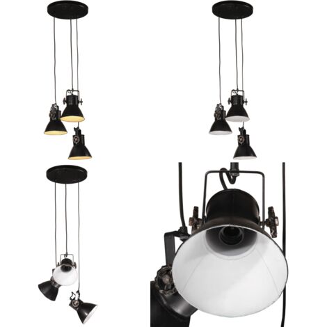 Lampada Pensile 25 W Nera 30x30x100 cm E27 - Lampada industriale - Lampada in ferro