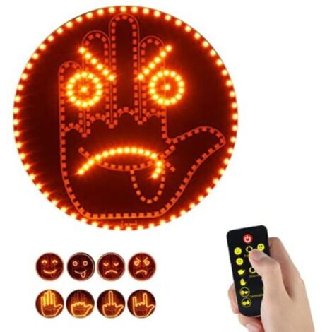 Lampada per auto con controllo gestuale, 14 modalità di illuminazione (pollice), lampada con faccina sorridente, luce LED per lunotto posteriore.