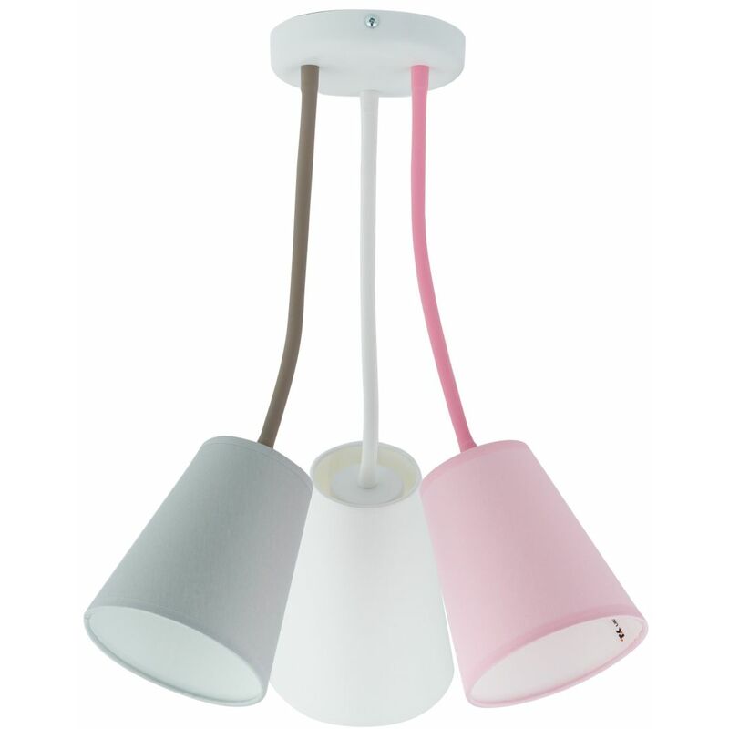 Image of Lampada per bambini grigio rosa bianco 3 luci E27 regolabile - Bianco, Grigio, Rosa