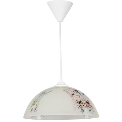 Lampada per cameretta vetro bianco con disegni Mufi MDL4164