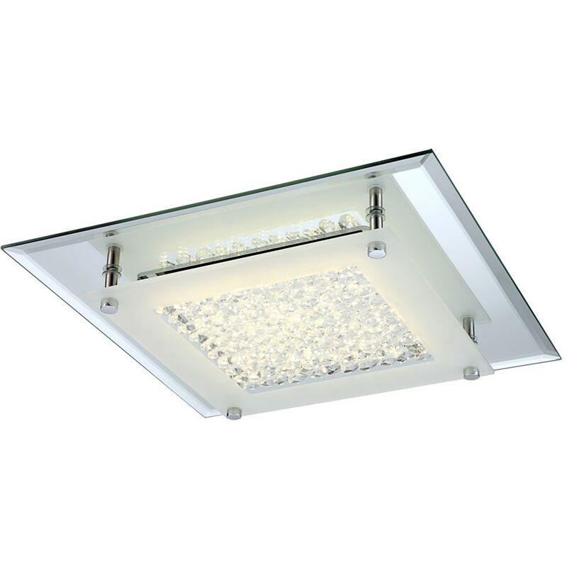 Image of Etc-shop - Lampada per illuminazione a specchio con cristalli di vetro a soffitto da 17 watt a led