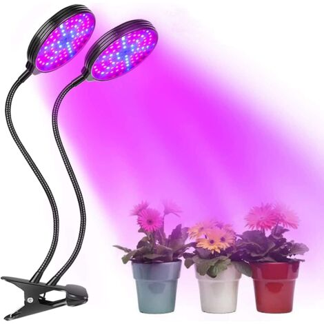 Lampada per piante, 2 teste 78 LED Grow Light, lampada per piante a spettro completo da 30 W a 360° con 3 modalità di luminosità e temporizzazione automatica di accensione/spegnimento 4/8/12 ore, perf