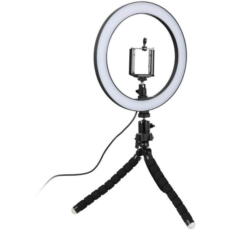 Image of Lampada per selfie/luce ad anello (26 cm) con treppiede modellabile