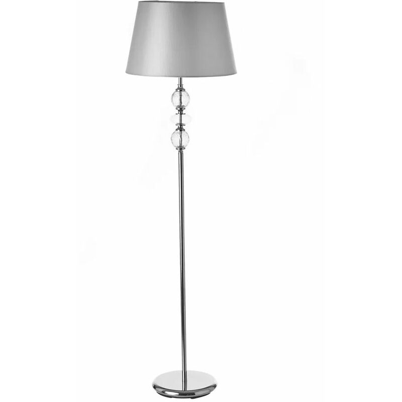 Image of Lampada Piantana da Terra in Metallo Cristallo Tessuto Grigio Design Moderno