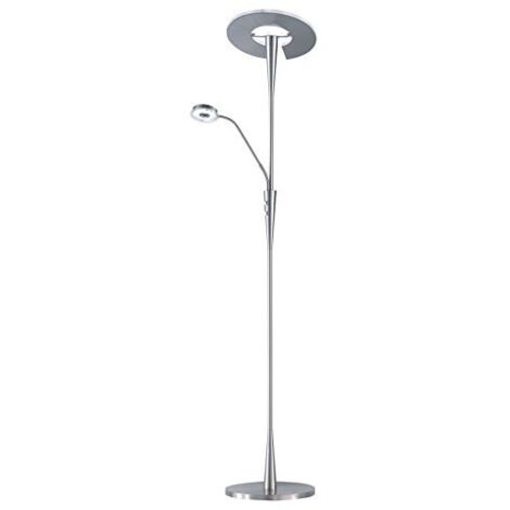 Lampada Piantana Led con Lampada Lettura Orientabile Acciaio Quebec GD Trio