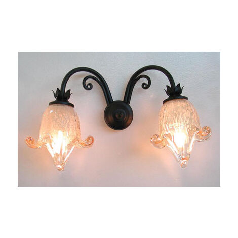 LAMPADA PLAFONIERA APPLIQUE LANTERNA EMOZIONI 2 LUCI CM.30X20 NERO/RUGGINE