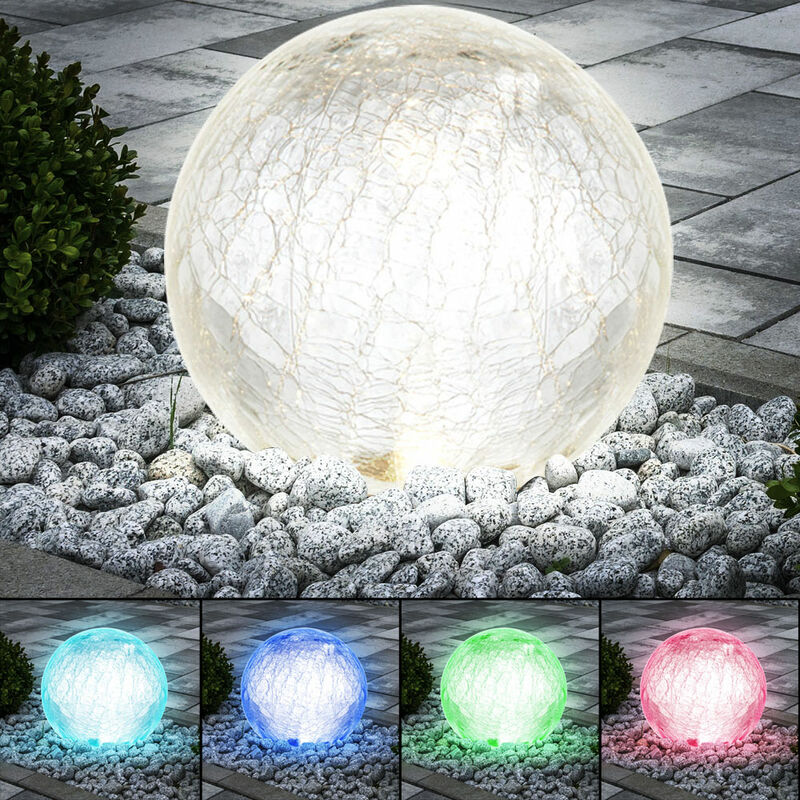 Image of Lampada plug-in a luce solare a LED RGB che illumina il cambiamento di colore del faretto esterno con sfera di vetro