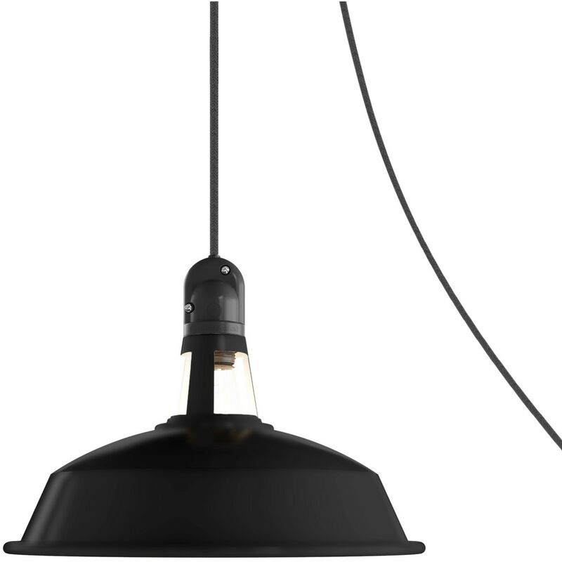 Image of Lampada portatile da esterno Snake con paralume Harbour, 5 m cavo tessile, portalampada IP65 waterproof e spina Con lampadina - Nero - Con lampadina