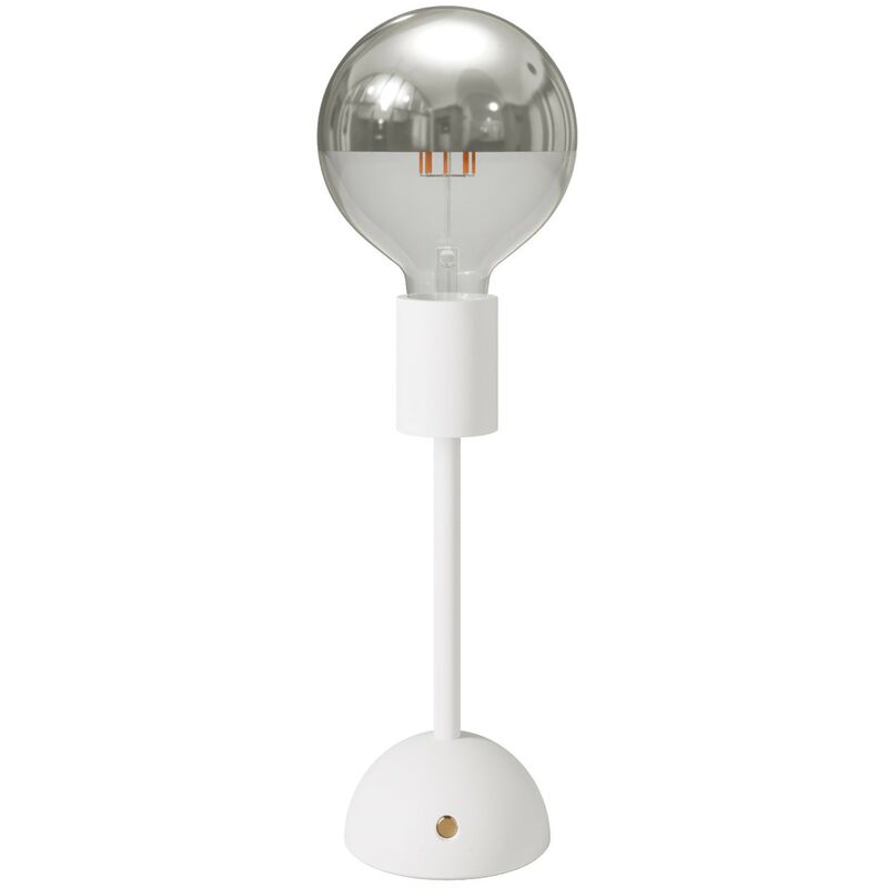 Image of Lampada portatile e ricaricabile Cabless02 con lampadina globo mezza sfera argento Con lampadina - Bianco - Con lampadina