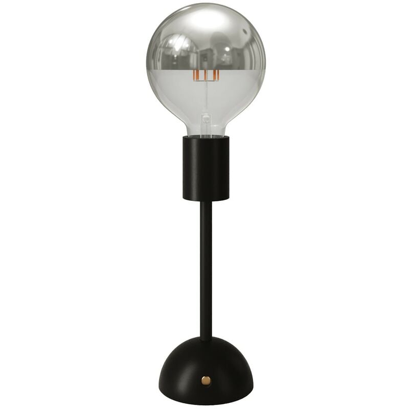 Image of Lampada portatile e ricaricabile Cabless02 con lampadina globo mezza sfera argento Con lampadina - Nero - Con lampadina