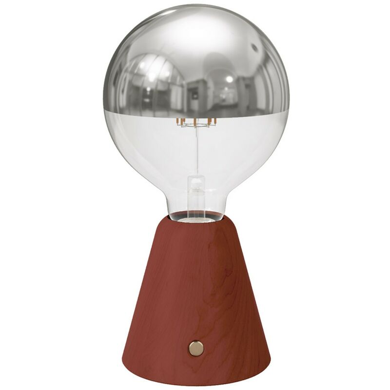 Image of Lampada portatile ricaricabile Cabless01 con lampadina globo mezza sfera argento Con lampadina - Terracotta - Con lampadina