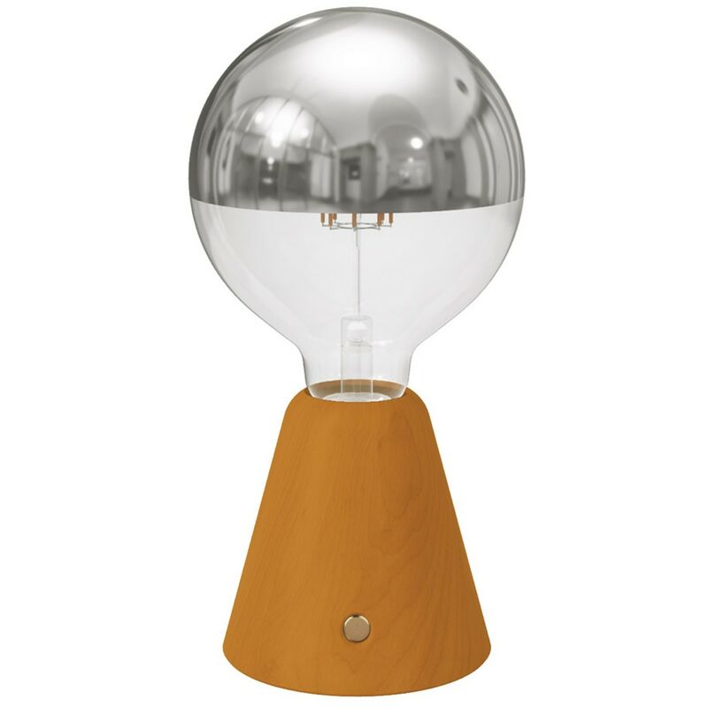 Image of Lampada portatile ricaricabile Cabless01 con lampadina globo mezza sfera argento Con lampadina - Zafferano - Con lampadina