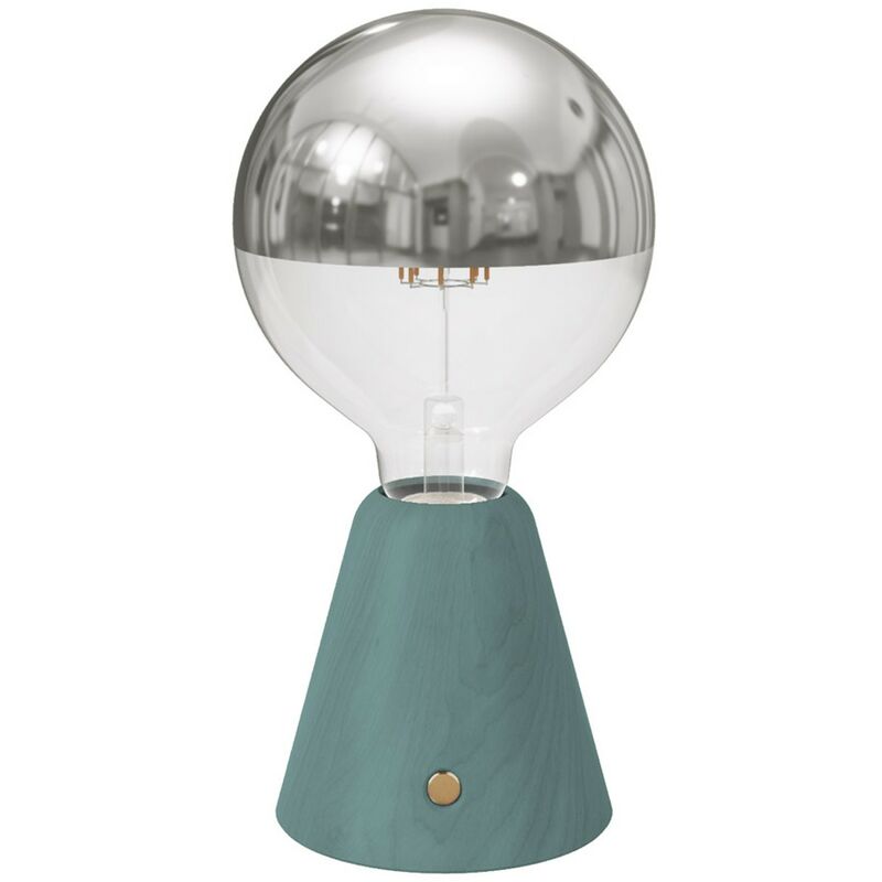 Image of Lampada portatile ricaricabile Cabless01 con lampadina globo mezza sfera argento Con lampadina - Ottanio - Con lampadina