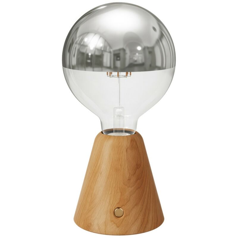 Image of Lampada portatile ricaricabile Cabless01 con lampadina globo mezza sfera argento Con lampadina - Neutro - Con lampadina