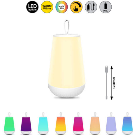 Lampada RGB telecomando USB ricaricabile LED 2W bianca