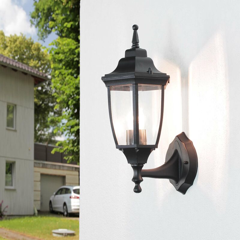 Image of Licht-erlebnisse - Lampada rustica da esterno lyon design a Lanterna nera resistente alle intemperie Applique a muro da giardino lampada da parete
