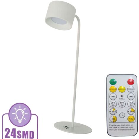 LAMPADA SCRIVANIA 24 LED SMD RICARICABILE USB DA TAVOLO TELECOMANDO DIMMERABILE