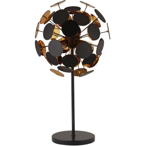 Lampada Scrivania Contemporanea Disco Acciaio Nero Policarbonato Oro 1 Luce E14