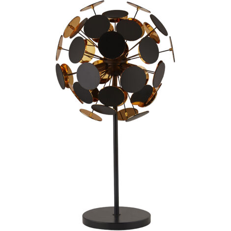 Lampada Scrivania Contemporanea Disco Acciaio Nero Policarbonato Oro 1 Luce E14
