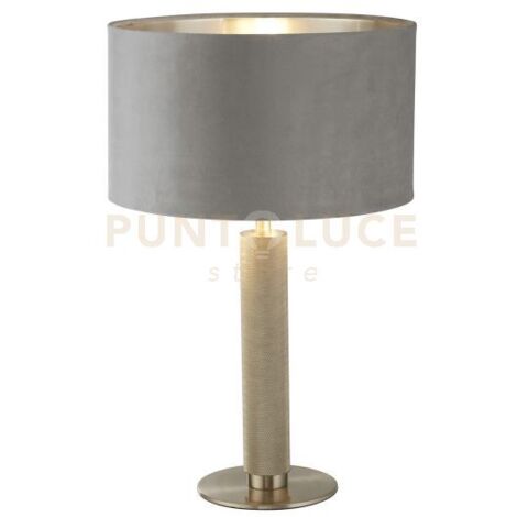 Lampada Scrivania Contemporanea Londra Acciaio Ottone Velluto Grigio 1 Luce E27