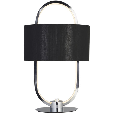 Lampada Scrivania Contemporanea Madrid Acciaio Cromo Tessuto Nero Led 10W 3000K