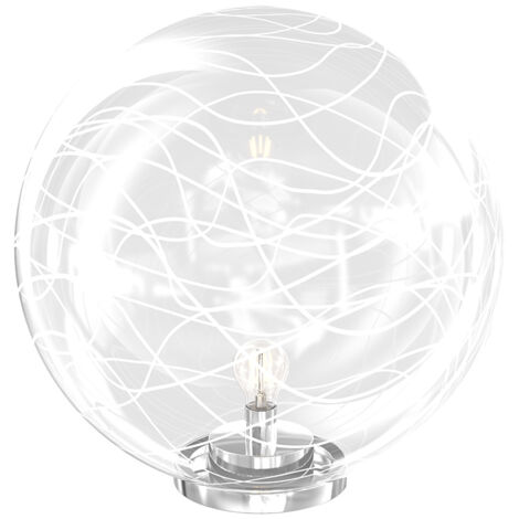 Lampada Scrivania Contemporanea Moon Metallo Cromo Vetro Bianco 1 Luce E27 40Cm