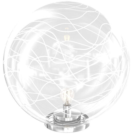 Lampada Scrivania Contemporanea Moon Metallo Cromo Vetro Bianco 1 Luce E27 40Cm