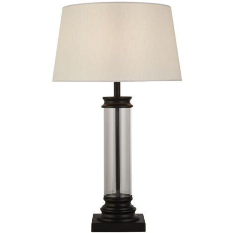 Lampada Scrivania Contemporanea Pedestal Acciaio Nero Vetro Bianco 1 Luce E27
