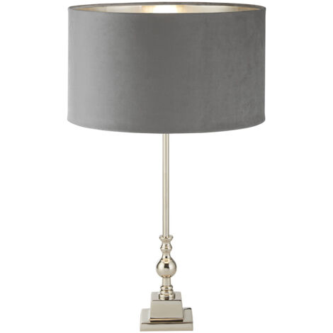 Lampada Scrivania Contemporanea Whitby Metallo Nichel Velluto Grigio 1 Luce E27