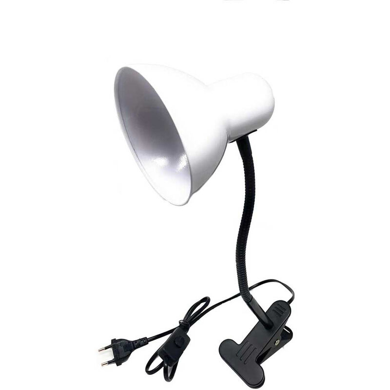 Image of Vetrineinrete - Lampada snodabile da scrivania con pinza braccio flessibile luce da tavolo orientabile con attacco per lampadine E27 Bianco