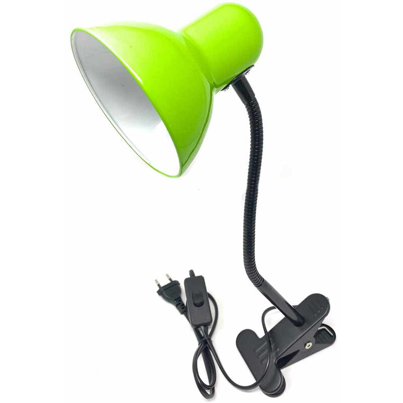 Image of Vetrineinrete - Lampada snodabile da scrivania con pinza braccio flessibile luce da tavolo orientabile con attacco per lampadine E27 Verde