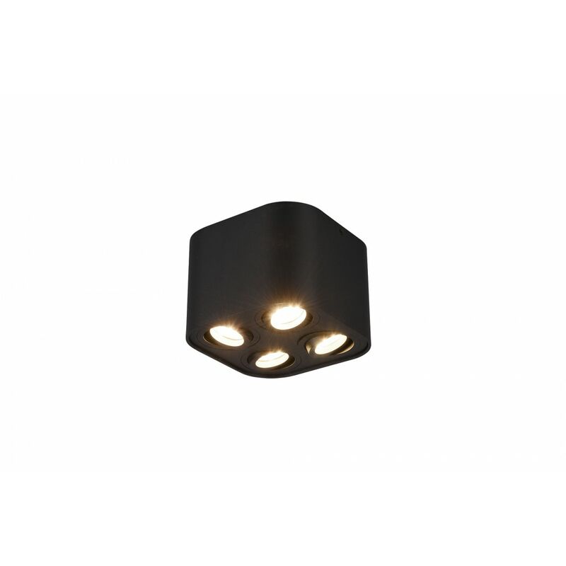 Image of Lampada Soffitto 4 Spot GU10 Orientabili Cookie Cubo Nero Trio Lighting