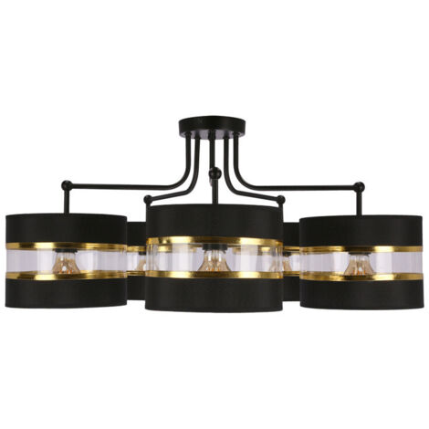 Lampada soffitto Candellux Andy nero/oro 5xE27 in tessuto