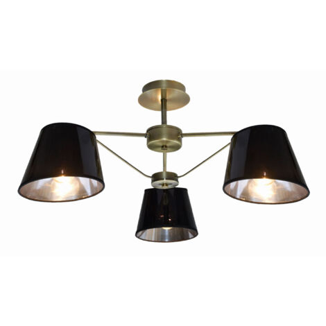 Lampada soffitto Candellux Cortez 3xE14 66cm nero-ottone