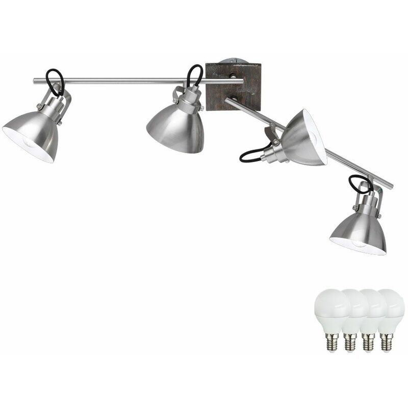 Image of Lampada da soffitto di design soggiorno lampada in legno faretti faretti mobili in un set comprensivo di lampadine a led