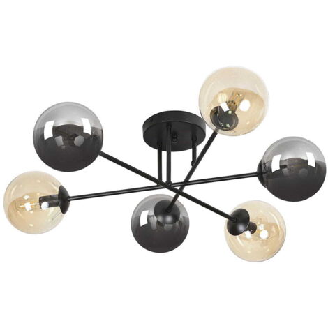 Lampada soffitto Emibig Brendi 6xE14 nero vetro mix