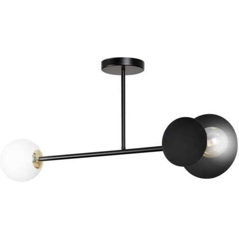 Lampada soffitto Emibig Minerva 2xE27 nera vetro 80cm