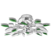 Lampada Soffitto Foglie Bianco e Verde Cristallo Acrilico 3xE14